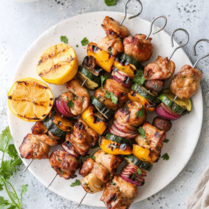 Chicken shish & veggie kebab