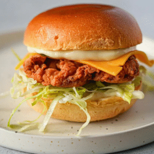 Southern fried chicken fillet burger